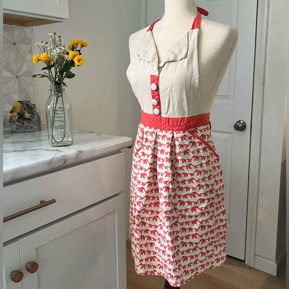 100% Cotton Elephant Print Cynthia Rowley Darling Retro Kitchen Apron